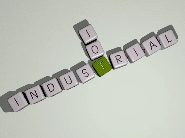 Iot Cruciverba Industriale Lettere Cubiche Dadi Illustrazione Sfondo Industria — Foto Stock