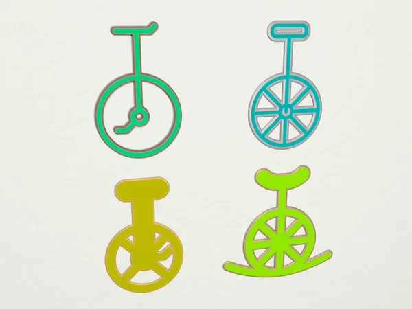 Набор Иконок Одноколесного Велосипеда Иллюстрация — стоковое фото