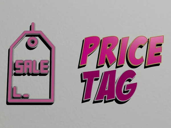 Price Tag Icon Text Wall Illustration Sale Background — Stock Photo, Image