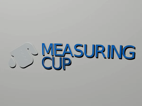 Measuring Cup Icoon Tekst Muur Illustratie Voor Achtergrond Tape — Stockfoto