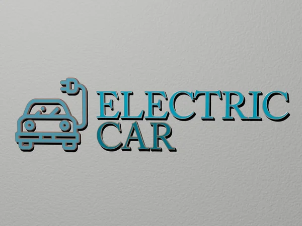 Electric Car Icon Text Wall Illustration Background Design — Stock Photo, Image