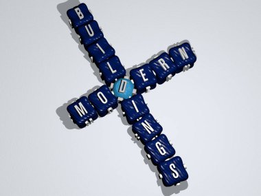 Renkli kübik harflerin çapraz bulmacası, arkaplan ve tasarım için 3D illüstrasyon