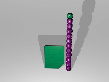 3D simgenin yanında reçeteli metin, doktor ve tıp için 3D illüstrasyon