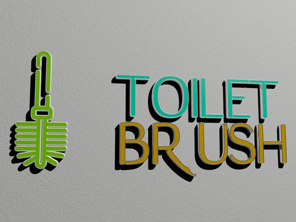 Grafische Beeld Van Toilet Brush Verticaal Samen Met Tekst Gebouwd — Stockfoto