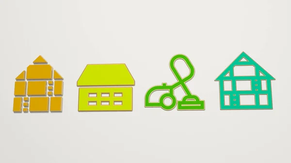 Huis Dingen Pictogrammen Set Illustratie — Stockfoto