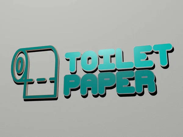 Toilet Paper Ícone Texto Parede Ilustração Para Banheiro Fundo — Fotografia de Stock