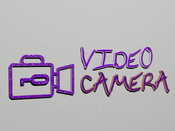 Videó Kamera Ikon Szöveg Falon Illusztráció Háttér Játék — Stock Fotó