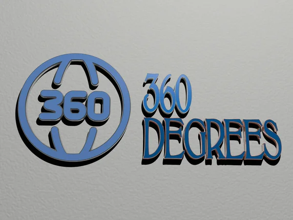 360 Degrees Icon Und Text Der Wand Illustration Für Panorama — Stockfoto