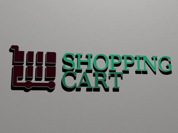 Shopping Cart Ícone Texto Parede Ilustração Para Fundo Negócios — Fotografia de Stock