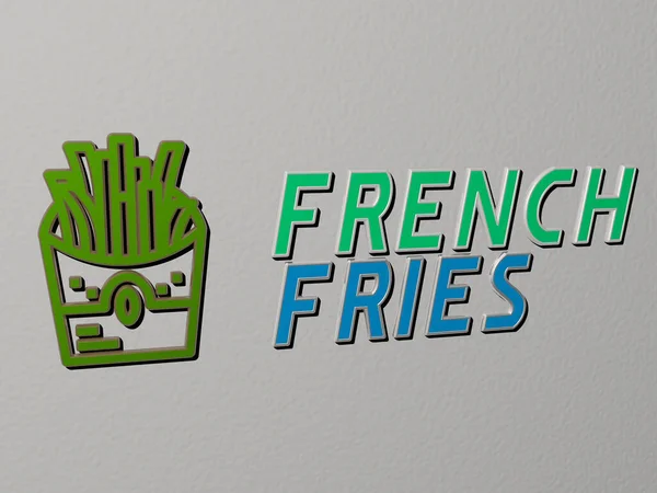 Illustrazione Della Grafica French Fries Del Testo Realizzato Con Lettere — Foto Stock
