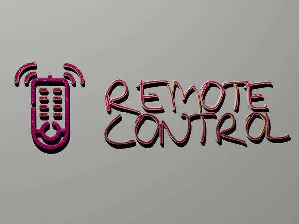 Remote Control Εικονίδιο Και Κείμενο Στον Τοίχο Εικονογράφηση Για Φόντο — Φωτογραφία Αρχείου