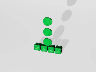 daha fazla 3B simge küp metin, 3D illüstrasyon