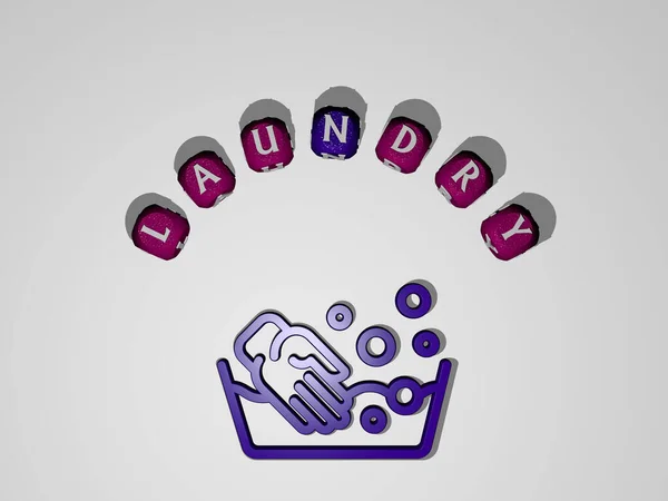 Laundry Icon Surrounded Text Individual Letters Illustration Clothes Clean — Stock Photo, Image