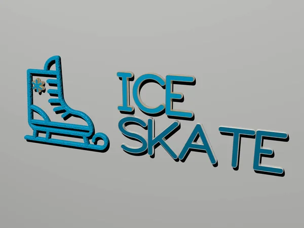 Ikon Ice Skate Dan Teks Dinding Ilustrasi Untuk Latar Belakang — Stok Foto