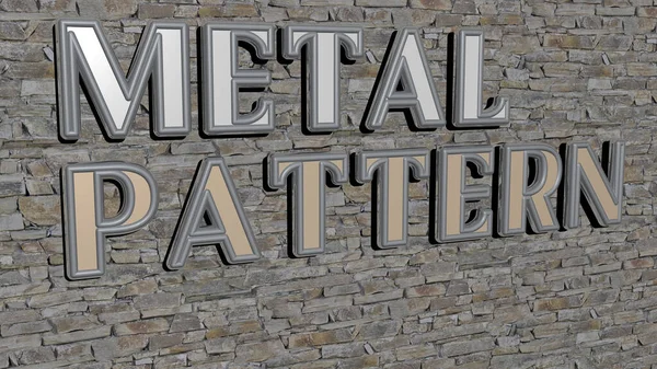 Metal Pattern Text Auf Strukturierter Wand Illustration Für Hintergrund Und — Stockfoto