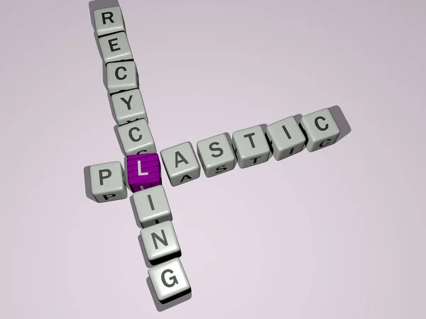 Plástico Reciclar Palavras Cruzadas Por Letras Dados Cúbicos Ilustração Para — Fotografia de Stock