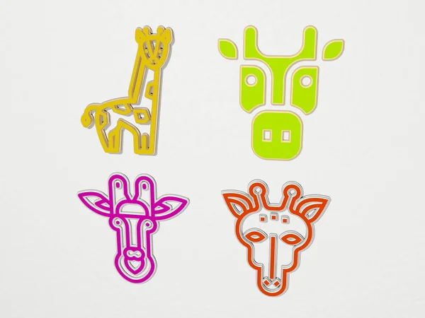 Sada Ikon Giraffe Ilustrace Pro Zvířata Afriku — Stock fotografie