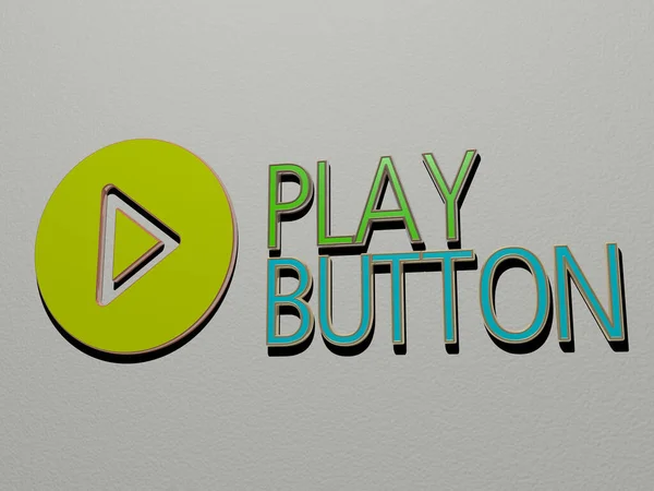 Illustration Play Button Graphics Text Made Metallic Dice Letters Related — Stock Photo, Image