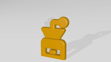 Kahve FILTER 3D ikon döküm gölge, arka plan ve fincan için 3D illüstrasyon