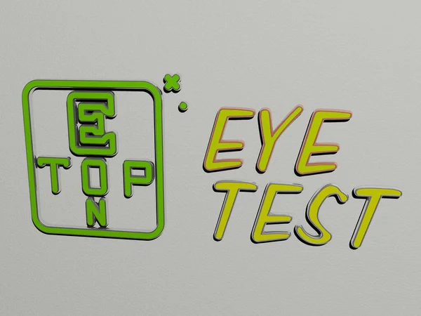 Représentation Eye Test Avec Icône Sur Mur Texte Arrangé Par — Photo
