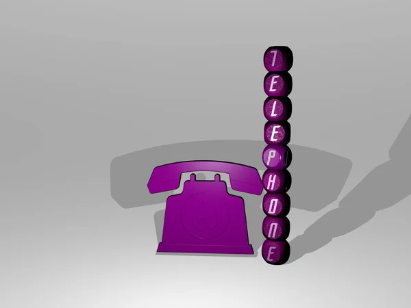 Text Telefonu Vedle Ikony Ilustrace Pro Komunikaci Volání — Stock fotografie