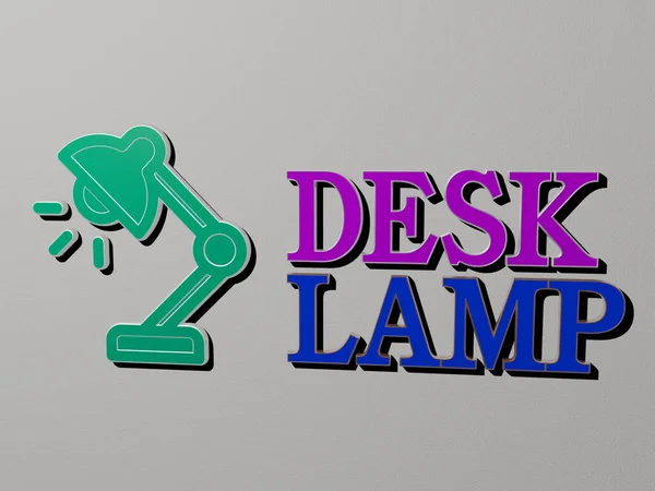 Ilustração Gráficos Desk Lamp Texto Feito Por Cartas Dados Metálicos — Fotografia de Stock