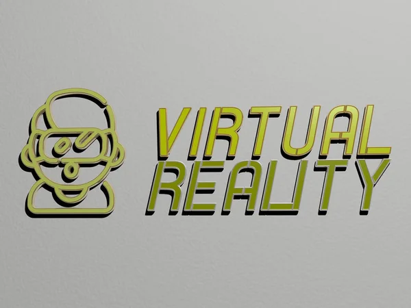 Icona Della Realtà Virtuale Testo Sul Muro Illustrazione Concetto Sfondo — Foto Stock