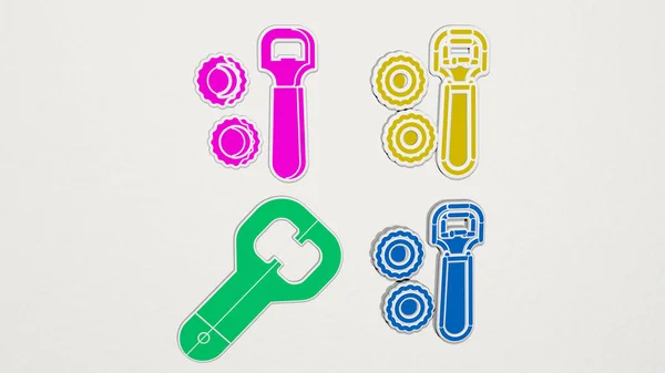 Can Opener Colorful Set Icons Illustration — Stock Photo, Image