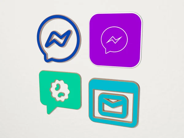 Messenger Icons Set Illustration Chat App — Stock Photo, Image