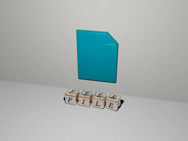Fichier Icône Sur Mur Lettres Cubes Sur Sol Illustration Pour — Photo