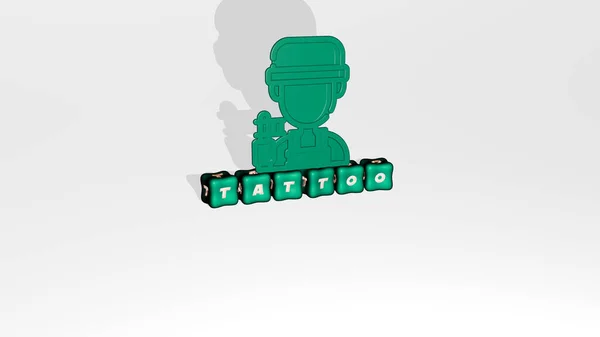 Tätowierung Icon Objekt Auf Text Kubischer Buchstaben Illustration Für Design — Stockfoto
