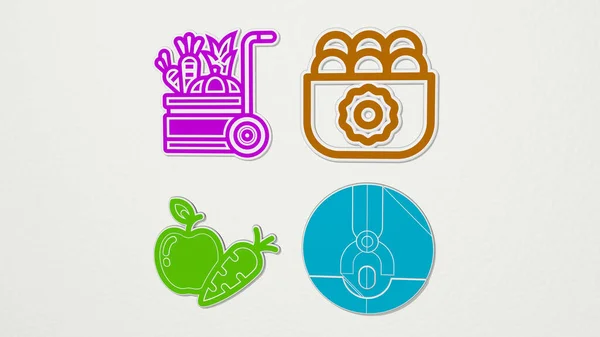 Harvest Buntes Set Von Symbolen Illustration Für Landwirtschaft Und Hintergrund — Stockfoto
