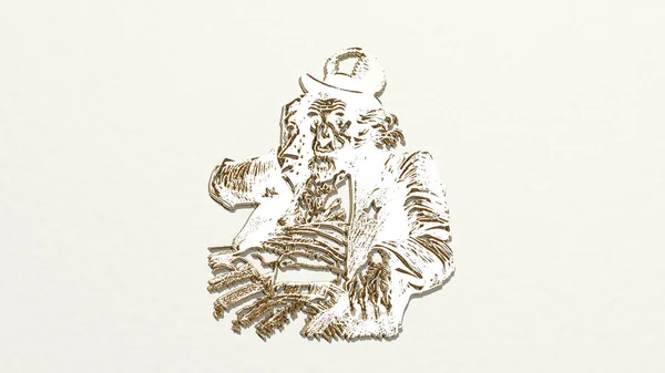 Дядя Сэм Думает Рисунок Значок Иллюстрация Шляпы Американского — стоковое фото