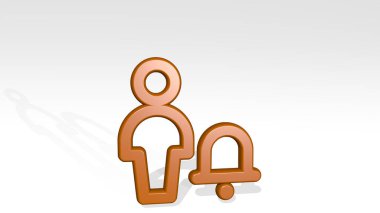 Tek nötr eylemler alarm 3B simgesi döküm gölgesi, arkaplan için 3D illüstrasyon ve izole edilmiş