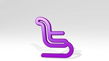 Koltuk 3 boyutlu ikon döküm gölgesi, iç ve arka plan için 3 boyutlu illüstrasyon