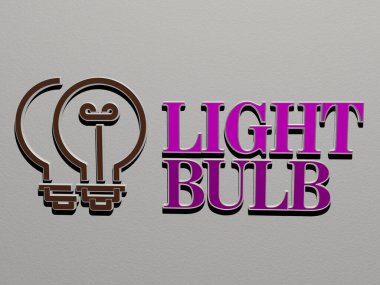 Işık Bulutu simgesi ve duvardaki metin, arkaplan ve soyut için 3B illüstrasyon