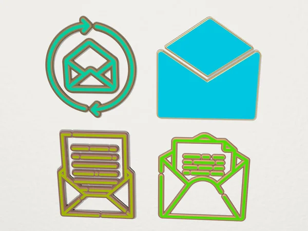 Open Mail Icons Set Illustration — Stockfoto