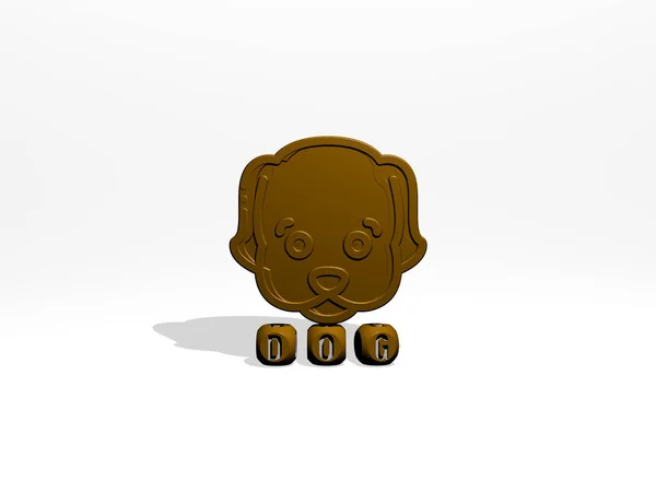 立体文字の上にDog 3Dアイコン 動物やかわいいのための3Dイラスト — ストック写真