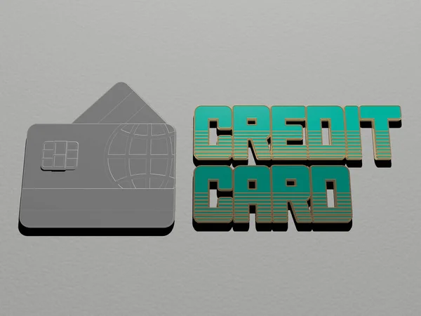 Credit Card Ikona Text Stěně Ilustrace Pro Obchod Banku — Stock fotografie