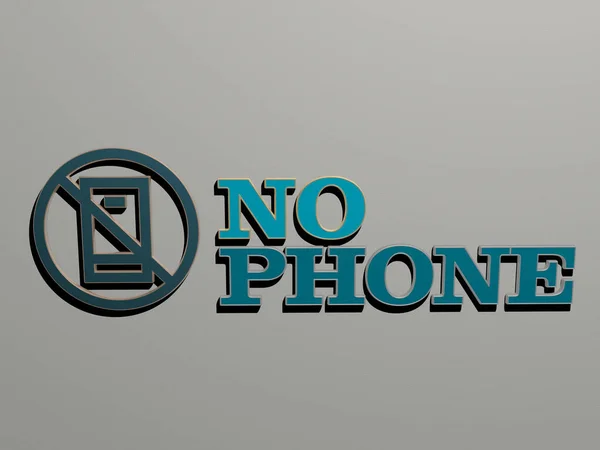 Phone Icon Text Wall Illustration Mobile Business — Stock Photo, Image