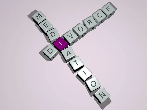 Divorce Mediation Crossword Cubic Dice Letters Illustration Couple Concept — Stock Photo, Image