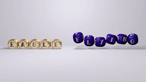 Águia Voando Dançando Letras Cúbicas Ilustração Para Pássaro Animal — Fotografia de Stock