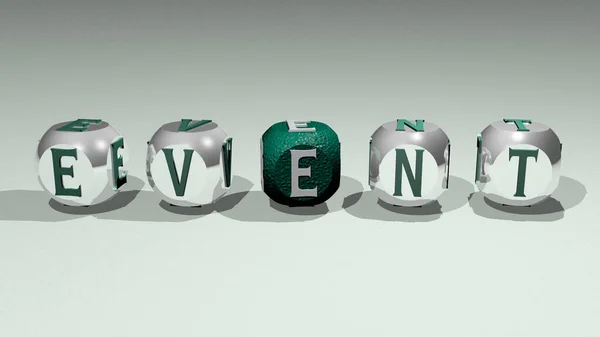 EVENT text of cubic individual letters, 3D illustration for background and celebration