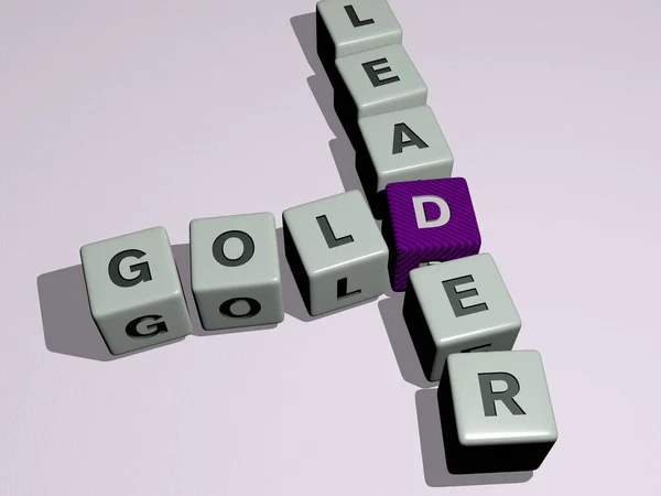 Crucigrama Gold Leader Por Letras Dados Cúbicos Ilustración Para Fondo — Foto de Stock