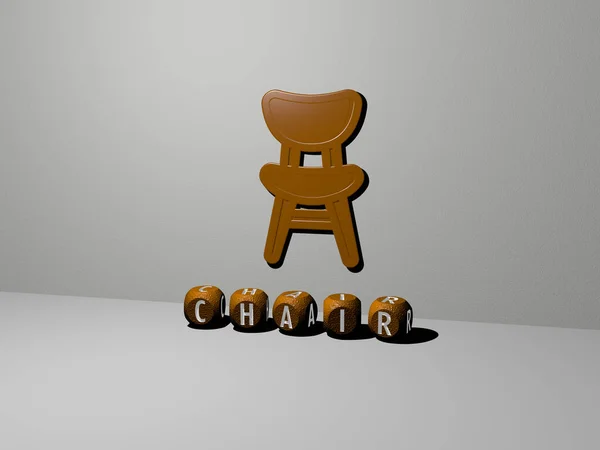 Иконка Chair Стене Текст Кубических Алфавитов Полу Иллюстрация Фона Дизайна — стоковое фото