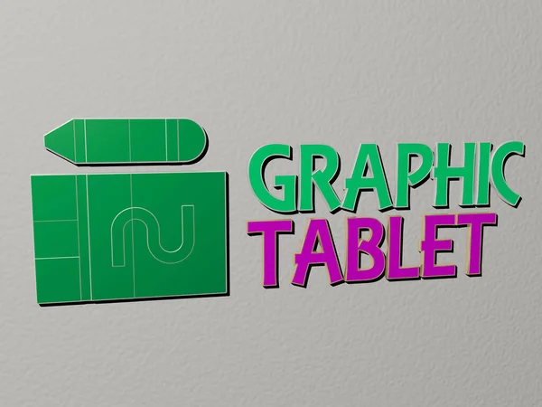 Imagem Gráfica Tablet Gráfico Verticalmente Juntamente Com Texto Construído Por — Fotografia de Stock