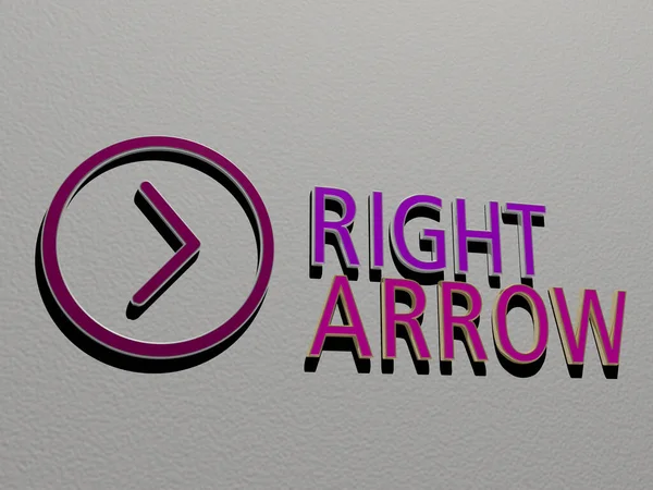 Representação Arrow Direita Com Ícone Parede Texto Dispostos Por Letras — Fotografia de Stock