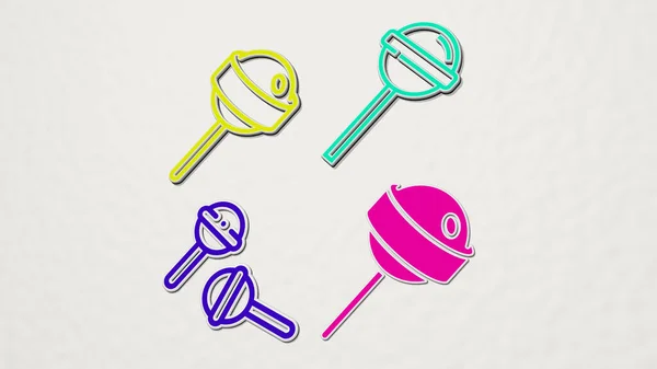 Lutscher Bunte Reihe Von Symbolen Illustration Für Süßigkeiten Und Hintergrund — Stockfoto