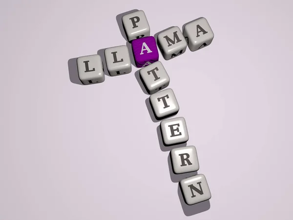 llama pattern crossword by cubic dice letters, 3D illustration for alpaca and cute