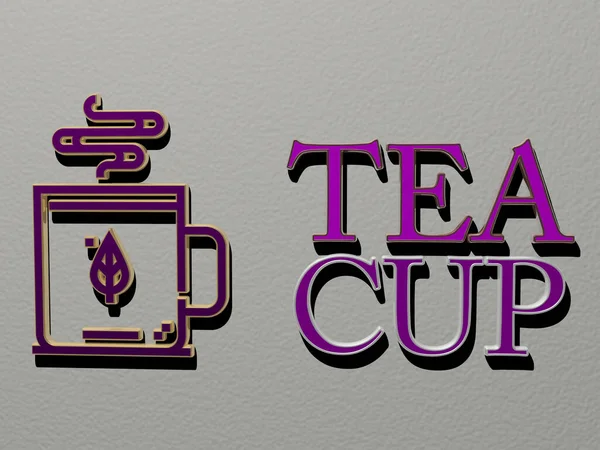 Icono Tea Cup Texto Pared Ilustración Para Fondo Bebida — Foto de Stock